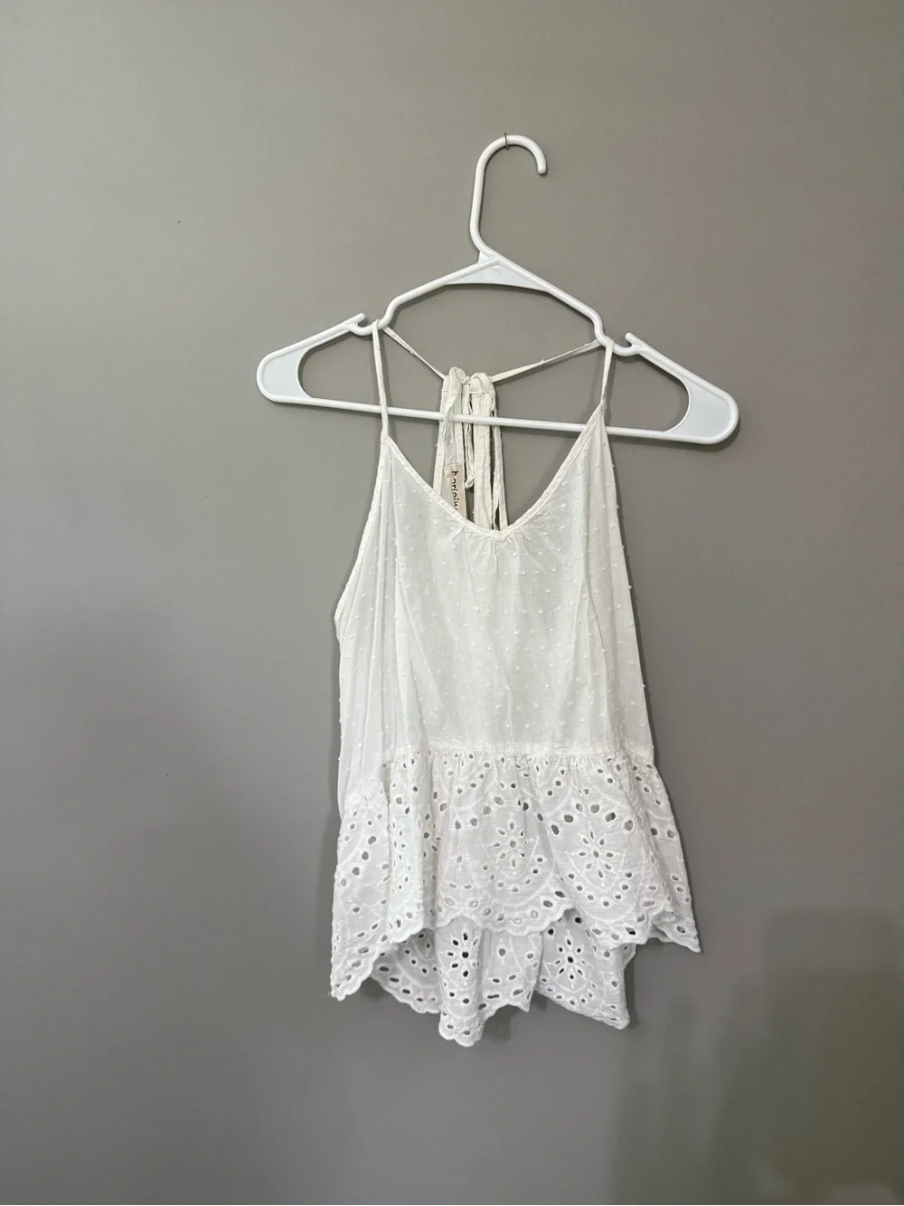 White Eyelet Ruffle Camisole Top
